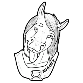 😅 2700531f NIGHTY ม้า, ชุดนอน, สัตว์, การ์ตูน, ภาพวาด telegram sticker