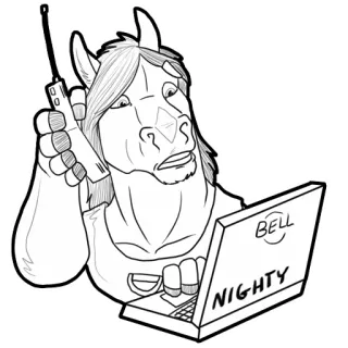 😳 316511c7 NIGHTY ม้า, แล็ปท็อป, พูด, มีขน, วิทยุสื่อสาร telegram sticker