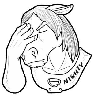 😕 c7056802 NIGHTY ม้า, เอามือกุมหน้า, การ์ตูน, ผิดหวัง, สัตว์ telegram sticker