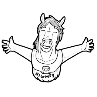 ☺️ e27b6886 NIGHTY ม้า, สัตว์, กอด, การ์ตูน, เป็นมิตร telegram sticker