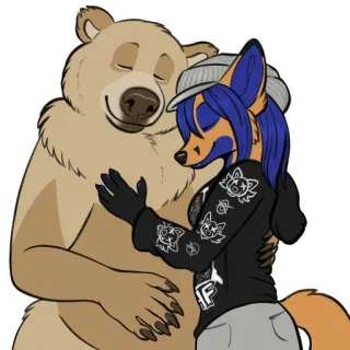 ❤️ 197547a3 熊, 狐狸, 拥抱, 拟人, 毛茸茸 whatsapp sticker