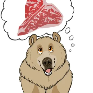 🥩 1dc282d6 熊, 牛排, 食物, 动物, 肉, 卡通 whatsapp sticker