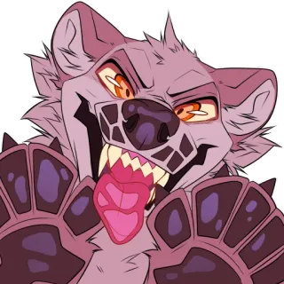 😛 30d3ac3e 鬣狗, 毛茸茸, 动物, 卡通, 哺乳动物, 咧嘴笑, 生物 whatsapp sticker