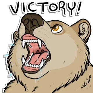🐻 41391472 VICTORY! 熊, 动物, 胜利, 庆祝, 插画, 卡通 whatsapp sticker
