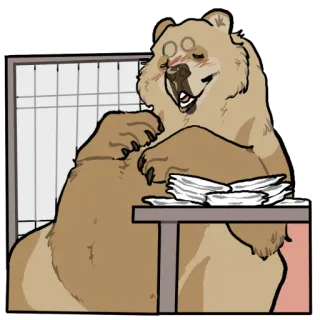 🍐 5cc366e2 熊, 办公室, 桌子, 动物, 卡通 whatsapp sticker