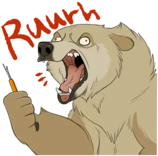 😤 6ae15b9a Ruurh 熊, 生气, 动物, 卡通 whatsapp sticker