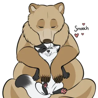 💕 a4fad3fd Smooch 熊, 狐狸, 拥抱, 动物, 卡通, 爱, 可爱 whatsapp sticker