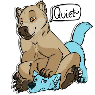 🤫 bd3fc515 Quiet~ 熊, 狼, 兽人, 卡通, 拟人, 动物 whatsapp sticker