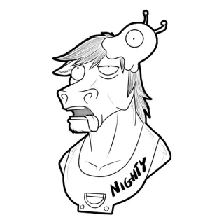 🐌 ebc11980 NIGHTY Cartoon, Figur, Skizze, Pferd, Nachthemd telegram sticker
