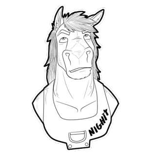 🙄 f085b687 NIGHTY Pferd, Anthro, Aufkleber, Tier, Cartoon, Nachthemd telegram sticker
