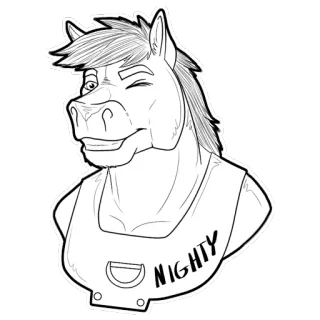 😏 fbb41584 NIGHTY Pferd, Cartoon, Tier, Fell, Anthropomorph, Nachthemd telegram sticker