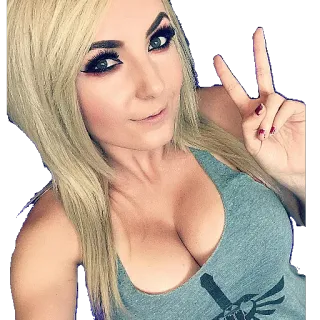 ✌ 00a90e17 女人, 金发, 和平标志, 塞尔达, 游戏玩家 telegram sticker