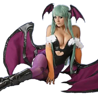 🦇 68ce1d5f Morrigan Aensland Darkstalkers 动漫, 角色扮演, 翅膀, 莫莉卡, 恶魔战士, 游戏角色, 魅魔 telegram sticker