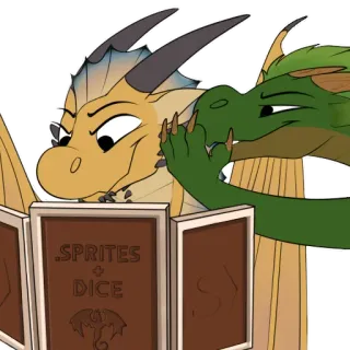 🤫 5b3f4ba4 .SPRITES + DICE Drache, Fantasy, Rollenspiel, Würfel, Tabletop, Gaming, süß telegram sticker