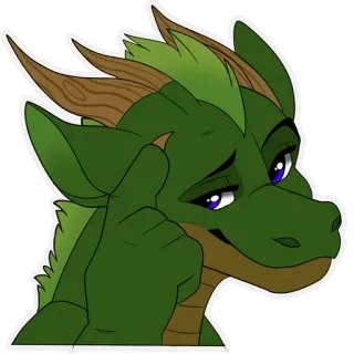 😏 64896850 Drache, denkend, Cartoon, Fantasy, Figur, Reptil telegram sticker