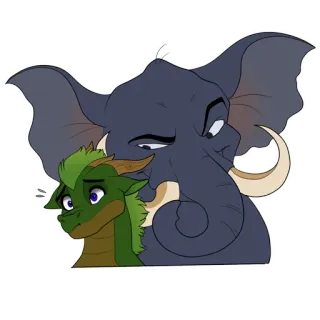🐘 8462d11f Elefant, Drache, Cartoon, Tier, Fantasy, Freundschaft telegram sticker