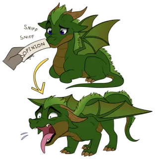 😵 c0ad44a2 OPINION Drache, Meinung, Cartoon, Tier, Reaktion, Lustig telegram sticker