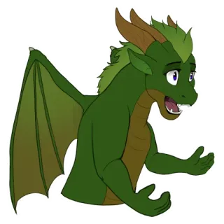 🙊 d85ef290 Drache, Cartoon, Fantasy, Grün, Tier, Reptil telegram sticker