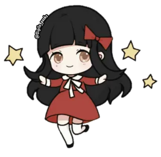 ✨ 7f51fa19 Chibi, gadis, gaun merah, Kawaii, imut, kartun telegram sticker