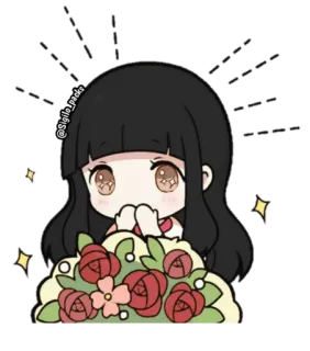 🙊 b6f8e650 Anime, Chibi, Kawaii, Gadis, Bunga, Mawar, Imut telegram sticker