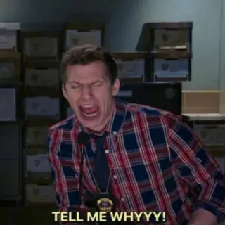 👀 bec58632 TELL ME WHYYY! meme, funny, scream, expression, quote, text whatsapp sticker