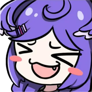 😂 81925cf6 Anime, Cartoon, Schattig, Kawaii, Paars haar, Gezichtsuitdrukking telegram sticker