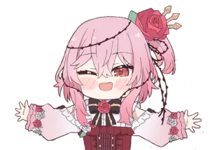 😉 af4d6490 Anime, Schattig, Roos, Chibi, Vrolijk telegram sticker