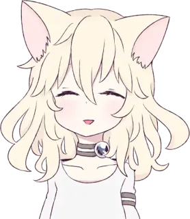 ☺️ 53e6d4ea 猫, 动漫, 卡哇伊, 可爱, Q版, 猫娘, 女孩 telegram sticker