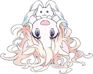 😃 5526c9f5 动漫, 可爱, 卡哇伊, 角色, 插画, 白色 telegram sticker