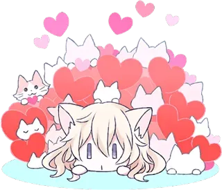 ♥️ dfc01e64 猫, 心, 可爱, 卡哇伊, 爱, 动物, 贴纸 telegram sticker