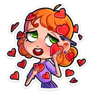 😍 094081a8 Herz, Liebe, Cartoon, Mädchen, Valentinstag, Aufkleber whatsapp sticker