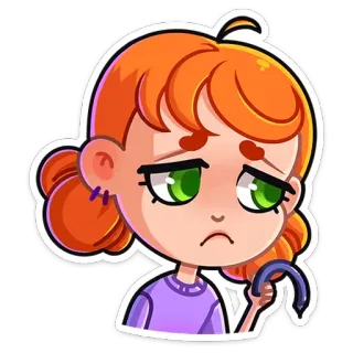 ☹️ e605e16a Mädchen, traurig, Cartoon, Figur, emotional, verärgert, Hufeisen whatsapp sticker