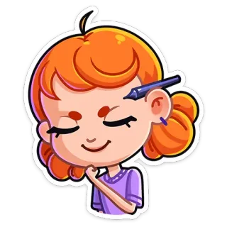🙂 e8480b8f Cartoon, Mädchen, Rothaarige, Künstler, Cartoonfigur whatsapp sticker