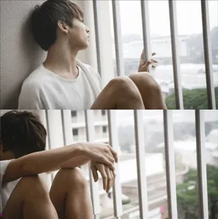 💔 f8fd9442 грустный, депрессия, расстроенный, мальчик, человек, один, задумчивый, окно telegram sticker