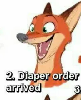 😁 0ed80a1f 2. Diaper order arrived Cartone animato, Volpe, Pannolino, Ordine, Meme telegram sticker
