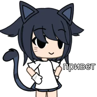 ⭐ be96ac7c привет cat girl, anime, gacha life, cartoon, friendly, hello telegram sticker
