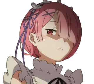 😠 93c71291 Rem อนิเมะ, เรม, Re:Zero, น่ารัก, ผมสีชมพู, เมด, สาวอนิเมะ whatsapp sticker
