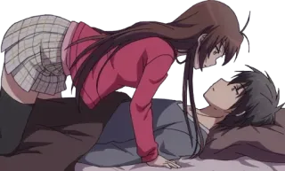 😍 f43da7a4 อนิเมะ, คู่รัก, โรแมนติก, เตียง, ใกล้ชิด whatsapp sticker