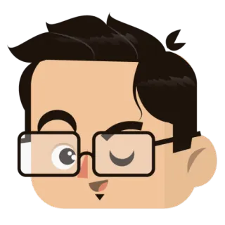 😉 8ba92e30 卡通, 男人, 眼镜, 肖像, 正方形, 脸 telegram sticker