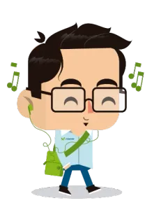 🎧 e677e6ba 男人, 听音乐, 耳机, 眼镜, 卡通 telegram sticker