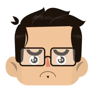 😞 f0fe48b1 卡通, 脸, 悲伤, 眼镜, 人物, 表情符号 telegram sticker