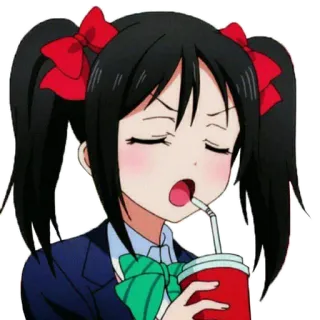 😒 ac3760be Yazawa Nico Love Live! アニメ, 女の子, 飲酒, 可愛い, ファンアート telegram sticker