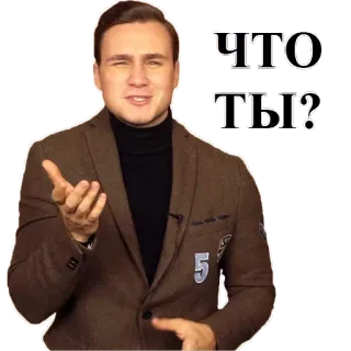 🤡 48476b66 ЧТО ТЫ? ruso, pregunta, hombre, hablando, pegatina telegram sticker