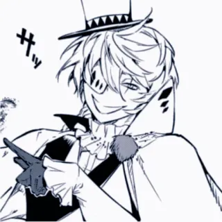 🥜 26677908 Anime, Manga, Personaggio, Cappello a cilindro, Monocolo, Sorriso whatsapp sticker