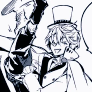 🥜 8d616972 Anime, Manga, Cilindro, Personaggio, Sorridendo, Monocromatico whatsapp sticker