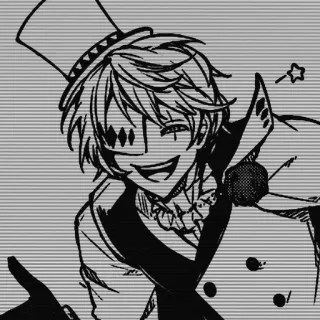 ♠ b6a1d02d Anime, Manga, Nhân vật, Mũ chóp, Đơn sắc, Cười telegram sticker