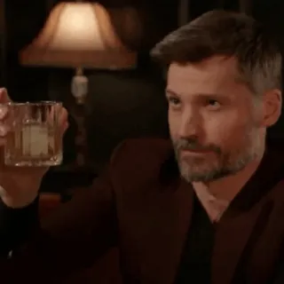⚜️ a2ed2aee man, drink, alcohol, cocktail, Nikolaj Coster-Waldau, actor, portrait telegram sticker