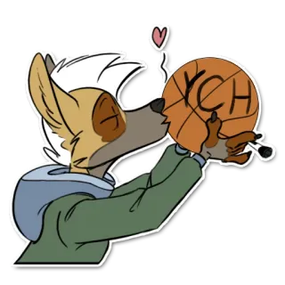 😘 040501ca YCH antropomorfo, perro, baloncesto, lindo, YCH telegram sticker