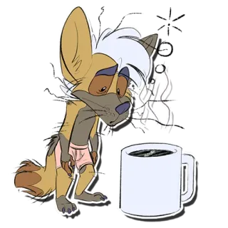 😑 0b1151ee animal, perro, dibujo animado, café, adormilado, cansado, taza telegram sticker