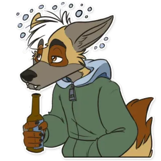 🍺 79fdbf83 lobo, dibujos animados, bebiendo, cerveza, animal, furry telegram sticker